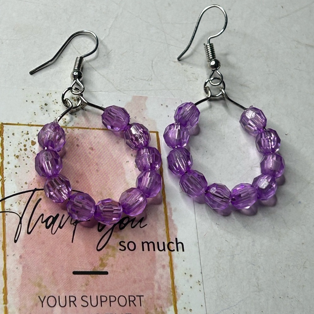 Purple Crystal Hoop Earrings